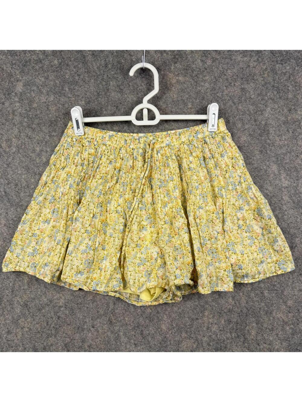 American Eagle Floral Skort Pockets Elastic Waist Drawstring Small 2” Fairy 350
